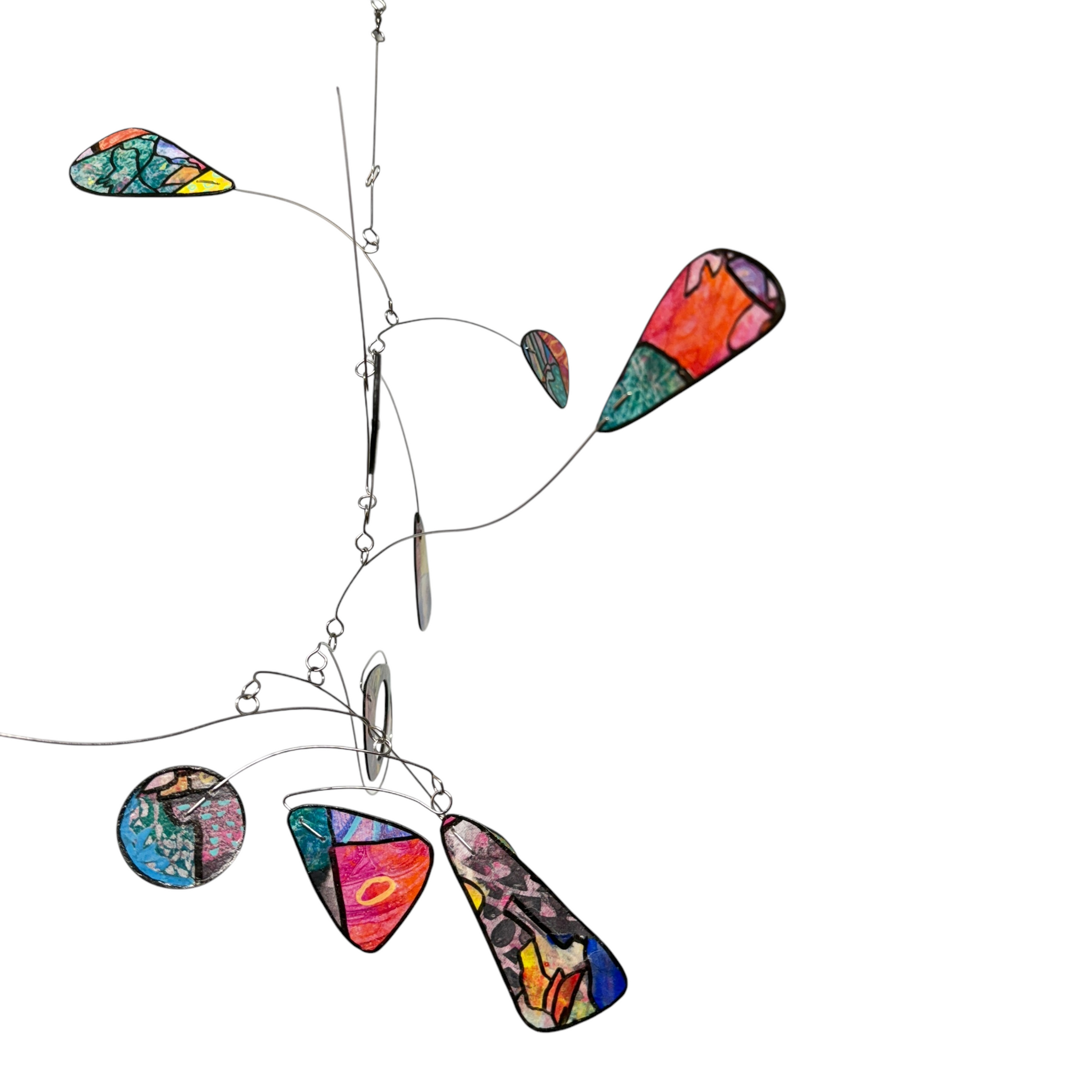 アート・デザイン・音楽 Hodler, Anker, Giacometti Graffiti Series Kinetic Mobile – Colorful Abstract Hanging