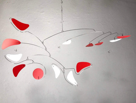 Mobile For Low Ceiling Loft or Sun Room Serenity Style in Red and White