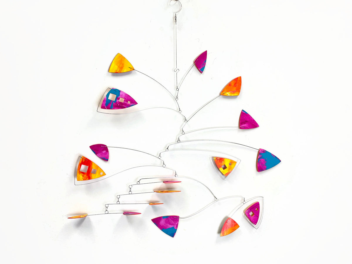 Modern Art Mobile Triangles 28 x 30 Hanging sculpture – Handcrafted ...